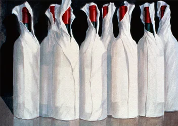 Wrapped Wine Bottles, Number 1, 1995 (akryl på papper)